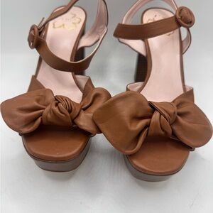 Ted Baker London ‘Hemlia’ Brown Platform Sandals with Bow